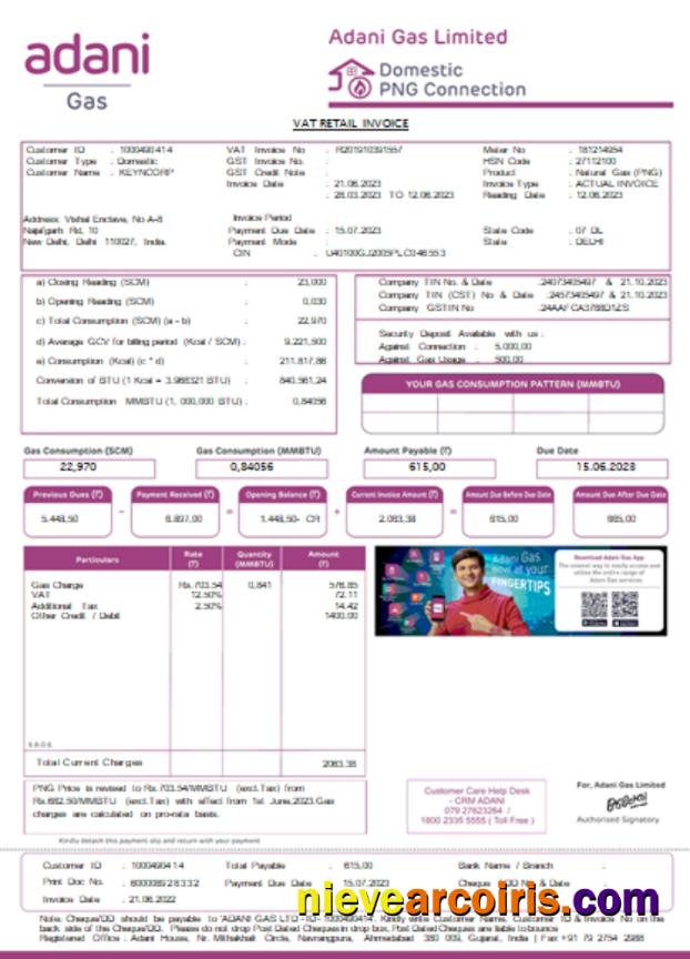 Adani Utility Business Bill, SCR Template
