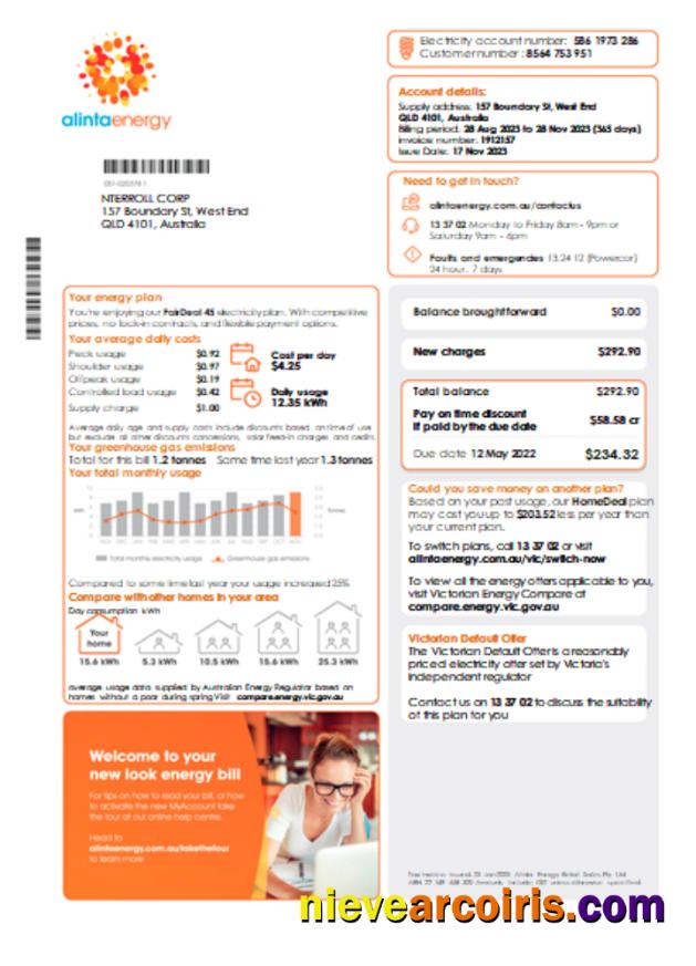 Alinta Energy Electricity Utility Business Bill, Page 1, SCR Preview
