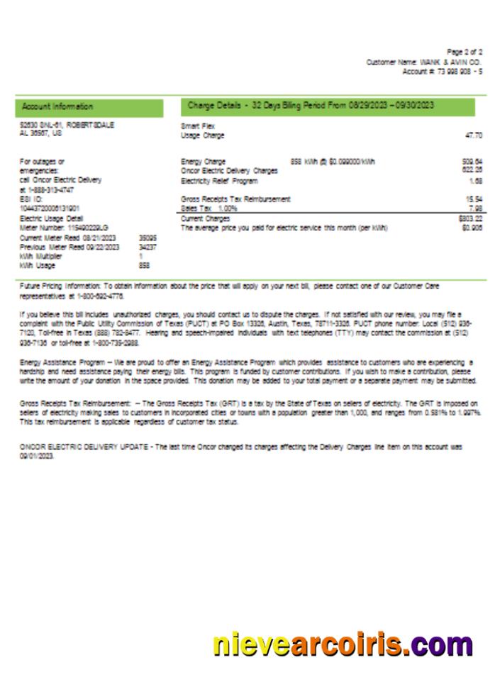Ameren Missouri Electricity Utility Business Bill, , Page 2, SCR Preview