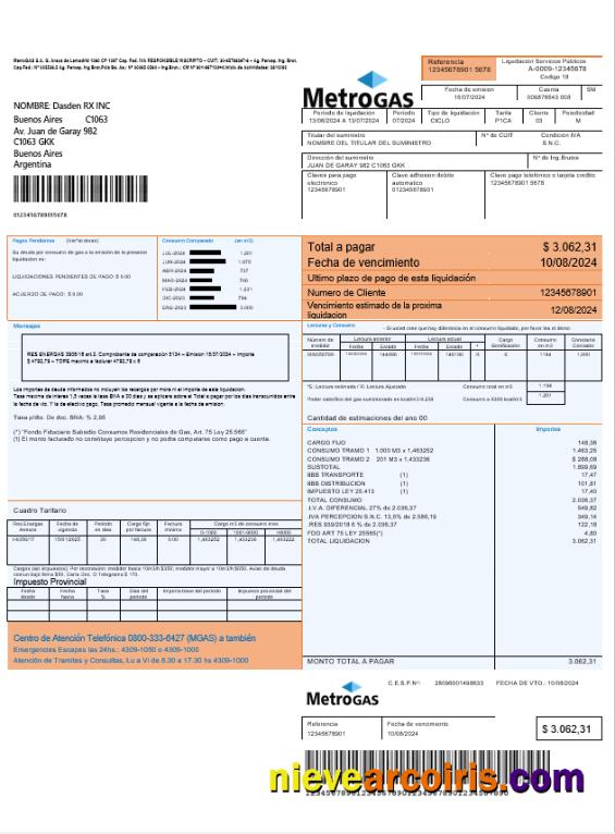 Editable Argentina Metrogas Easy To Fill Business Utility Bill Template In Word And PDF Format