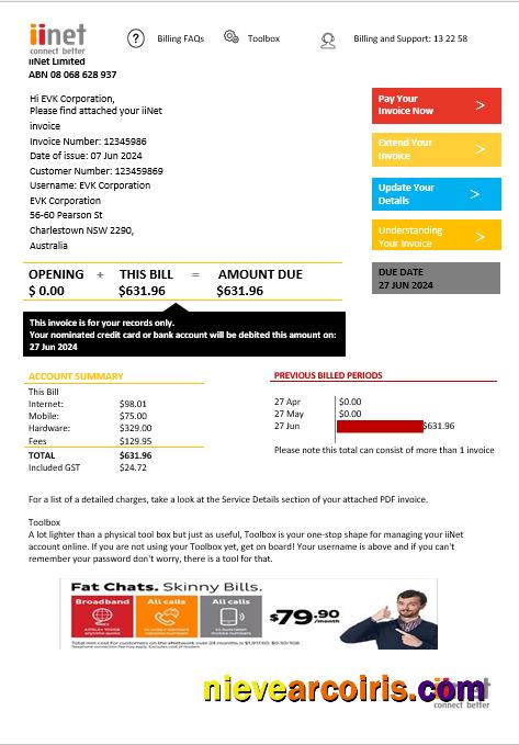 Premium Australia IiNet Utility Bill Template In Word And PDF Format