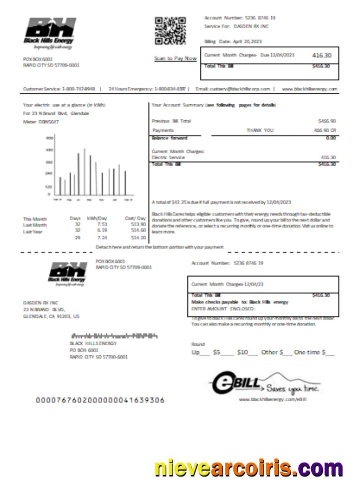 Black Hills Energy Utility Business Bill, SCR Photolook