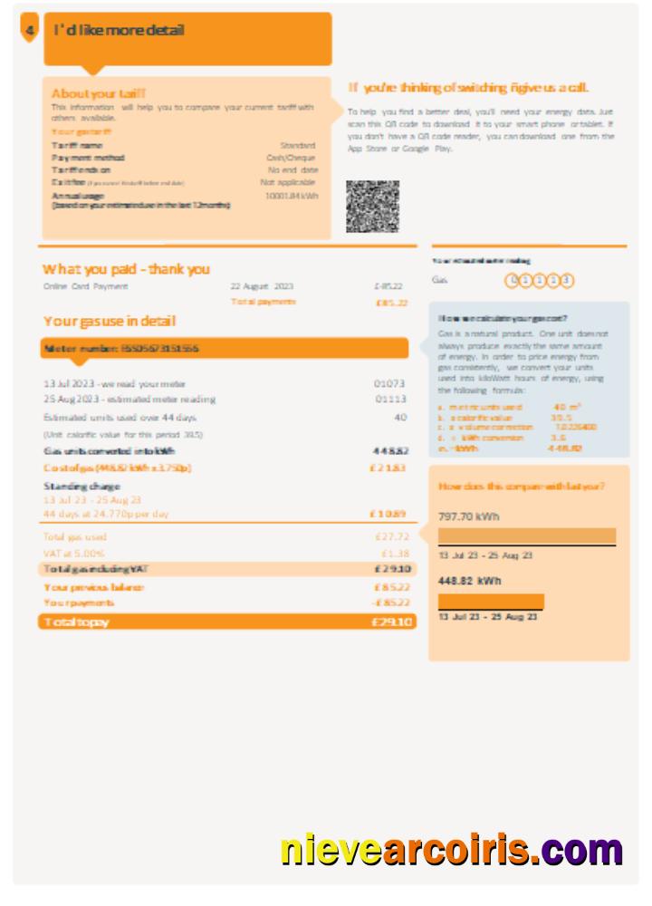 British Gas Utility Business Bill, PSCR, Page 2 Template