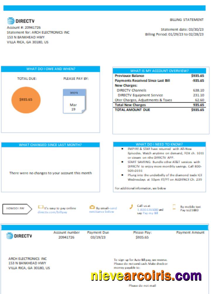 California Directv Utility Business Bill, SCR Photolook