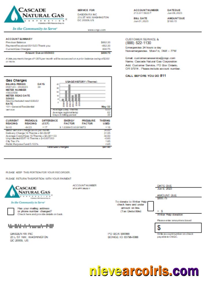 Cascade Natural Gas Utility Business Bill SCR Photolook