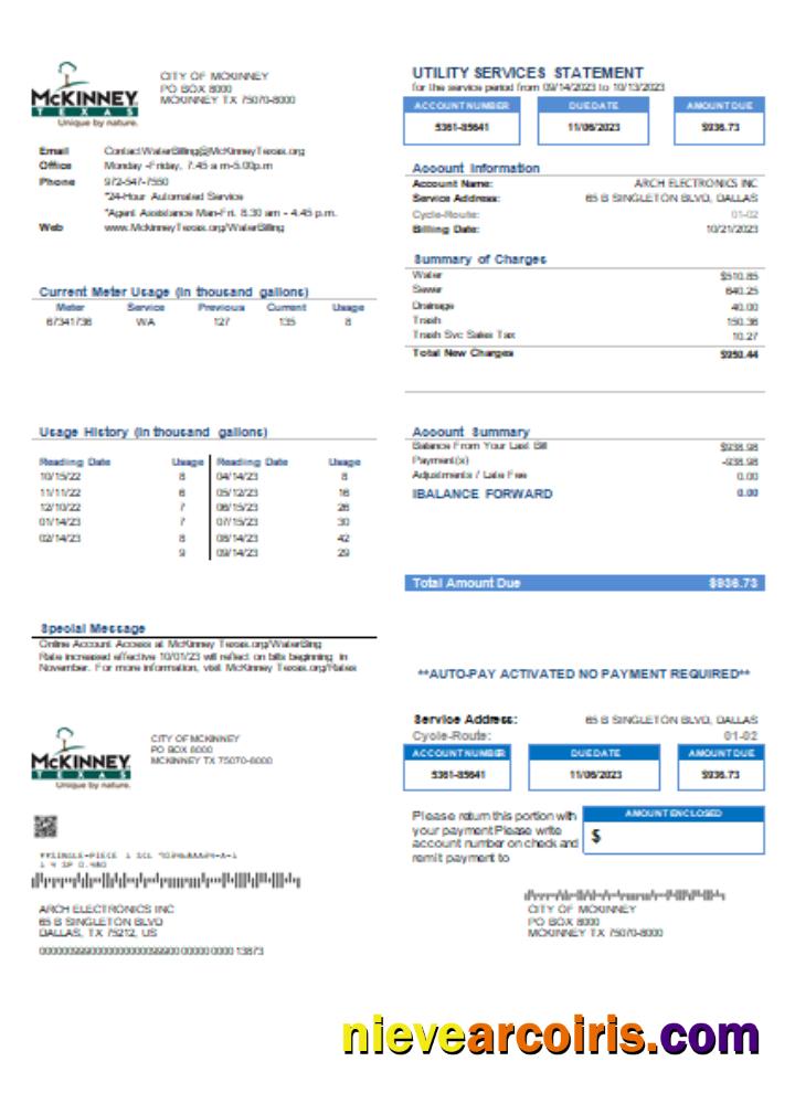 City Of McKinney Utility Business Bill, SCR Preview