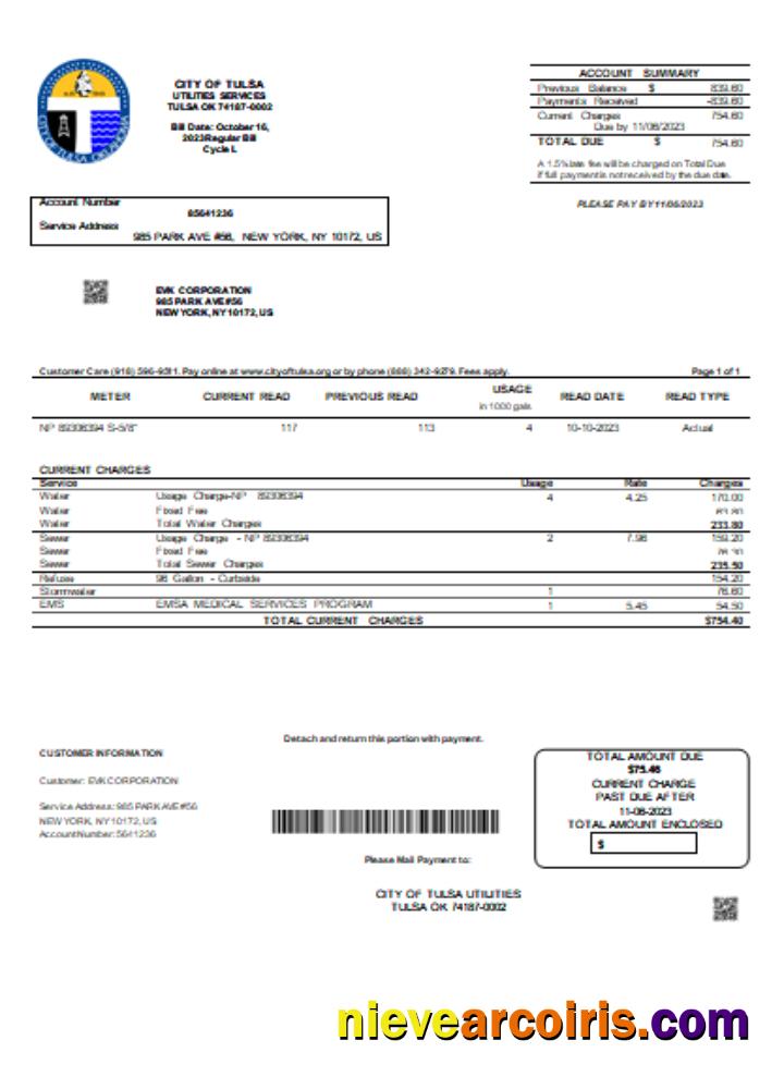 City Of Tulsa Utility Business Bill, SCR Preview
