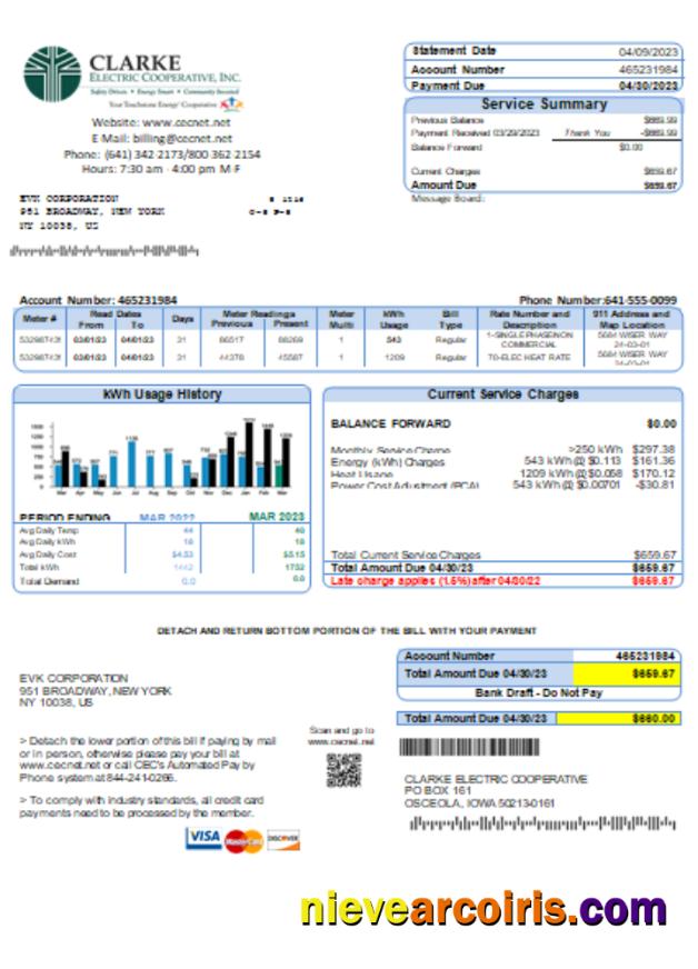 Clarke Electric Co Op Inc Utility Business Bill, SCR Preview