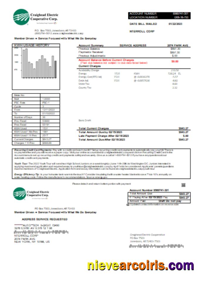 Craighead Electric Cooperative Utility Business Bill, SCR Photolook