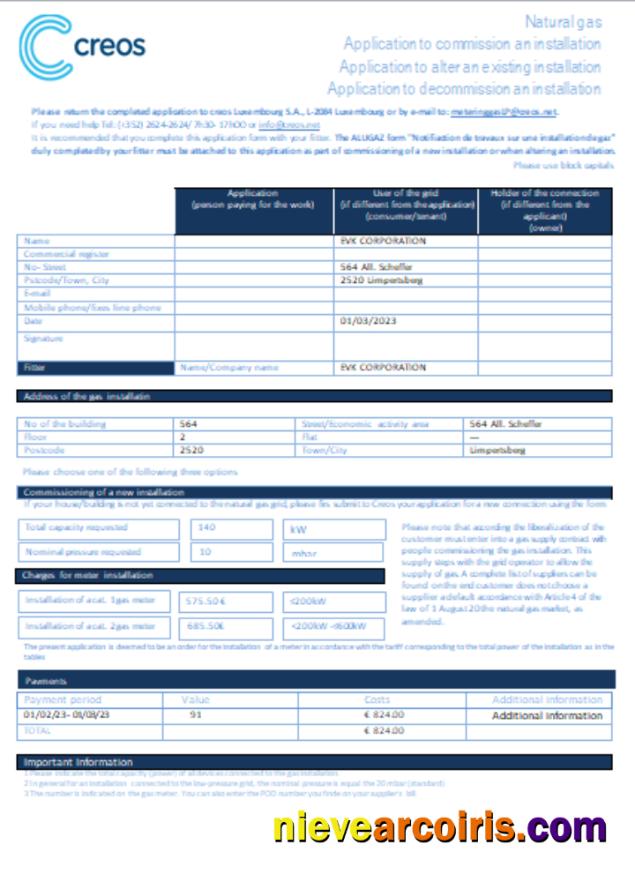 Creos Luxembourg Gas Utility Business Bill SCR Photolook