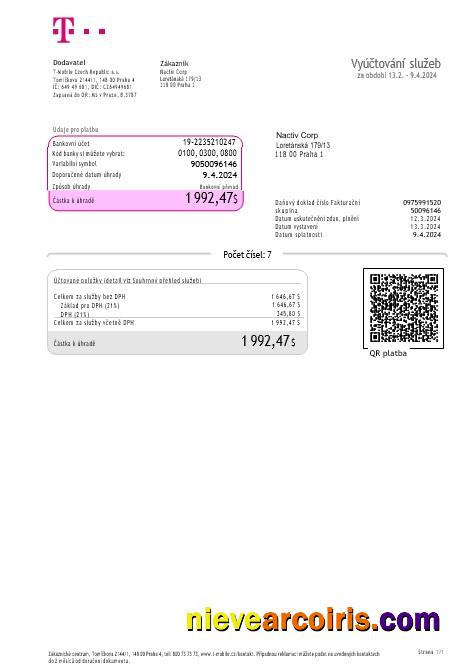 Professional Czech Republic T Mobile Business Utility Bill Word And PDF Template (2)