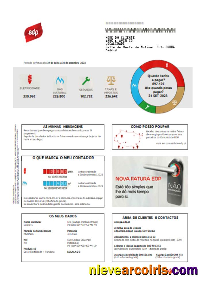 EDP Portugal Utility Business Bill, SCR Template