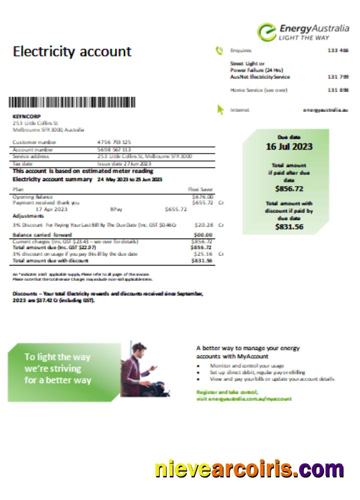 Energy Australia Electricity Utility Business Bill SCR Preview