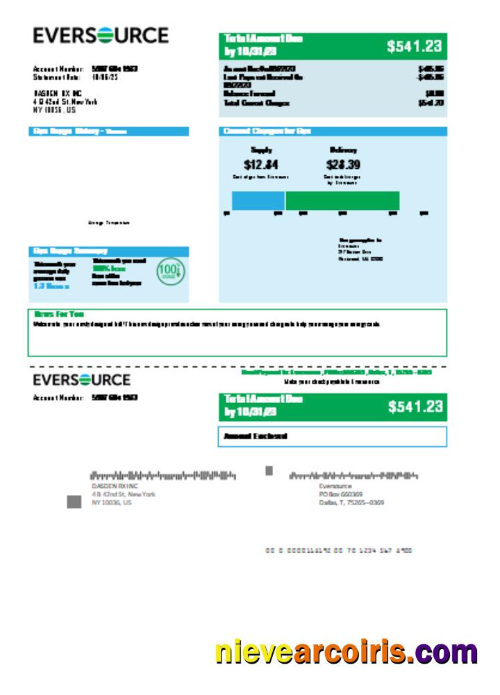 Eversource Gas Utility Business Bill, SCR Sample
