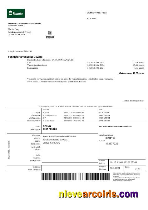 Realistic Finland Fennia Insurance Company Business Bill Template In Word And PDF Formats1