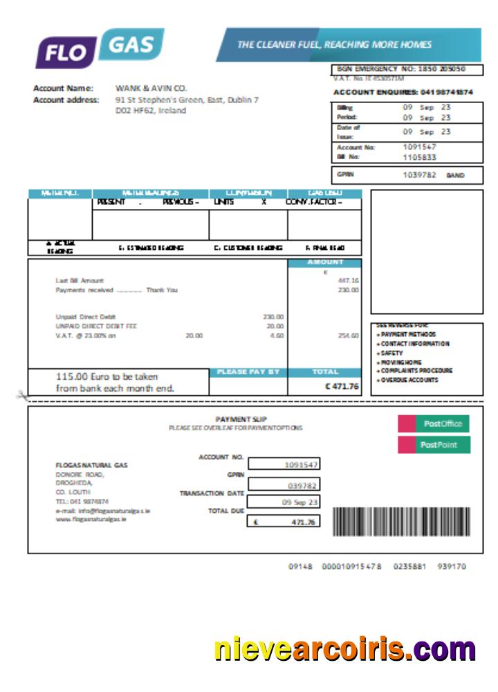 Flogas Natural Gas Utility Business Bill SCR Template