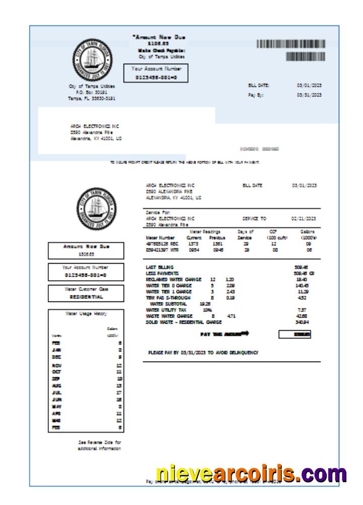 Florida Water Utility Business Bill, SCR Sample