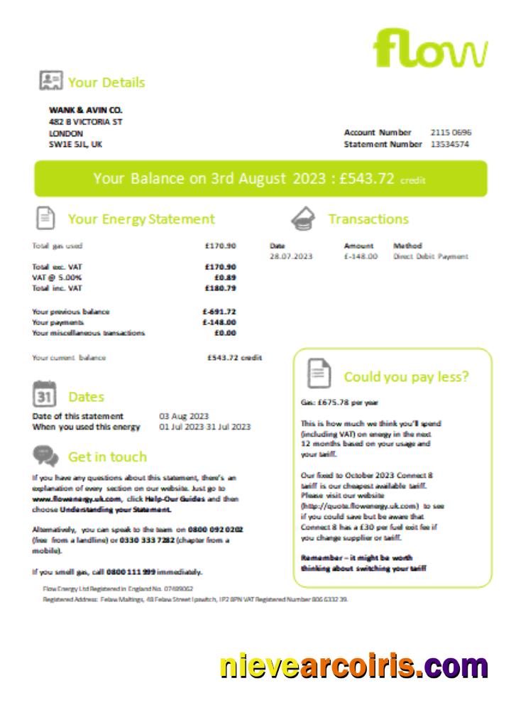 Flow Energy Utility Business Bill, SCR Photolook