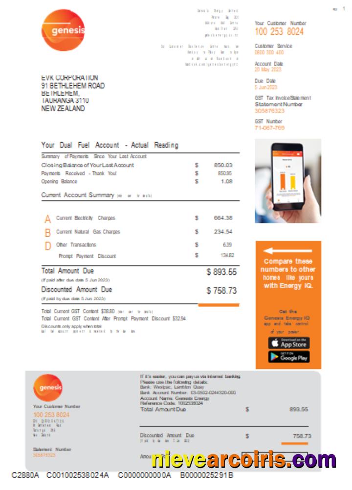 Premium Genesis Gas Utility Business Bill, Word And PDF Template, Page 1 SCR