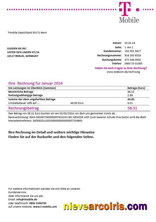 Premium Germany T Mobile Business Utility Bill Template In Word And PDF Formats