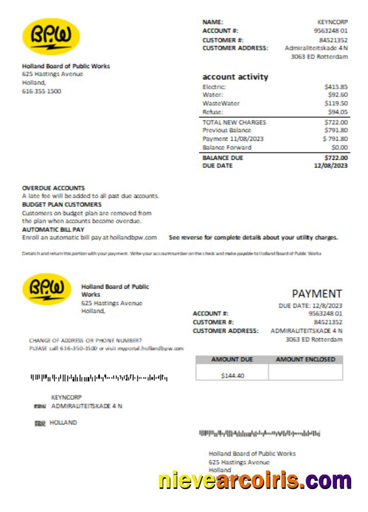 Holland BPW Utility Business Bill, SCR Preview
