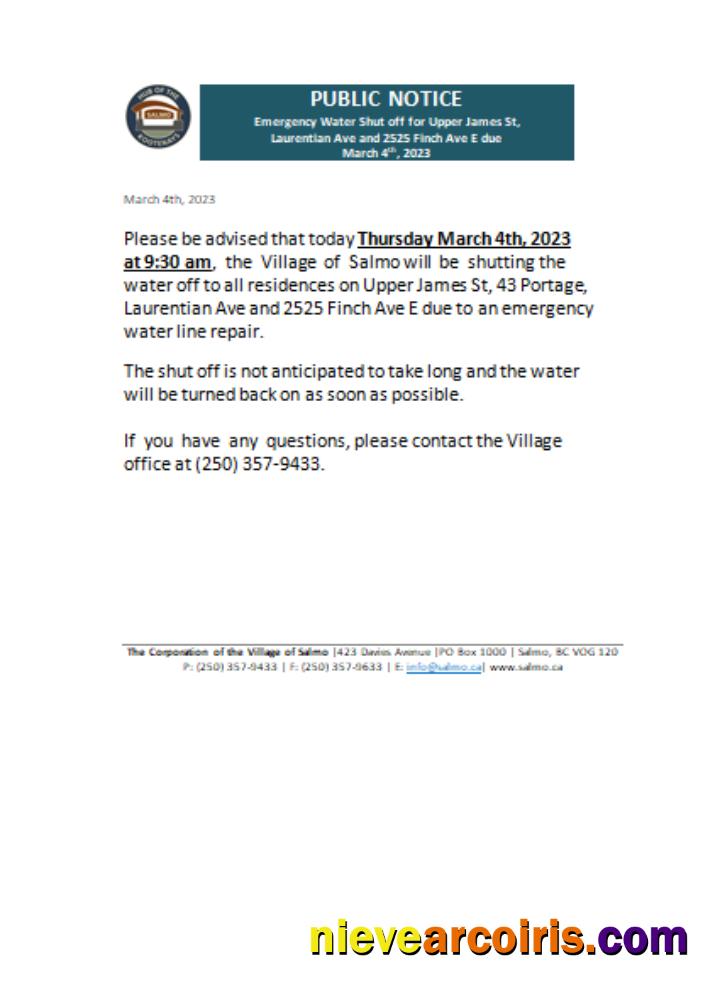 Hub Of The Salmo Kootenays Utility Shut Off Notice Business Bill, SCR Template