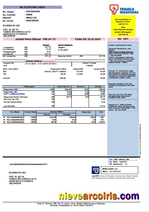 Premium INDIA TENAGA NASIONAL Business Utility Bill Word And PDF Template