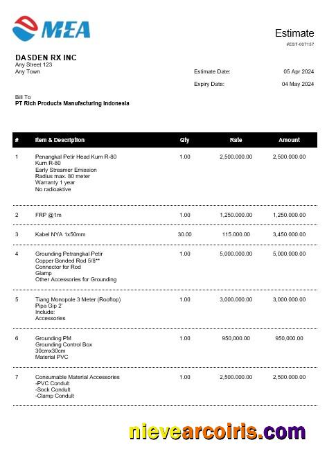 Professional INDONESIA MEA Business Utility Bill Word And PDF Template