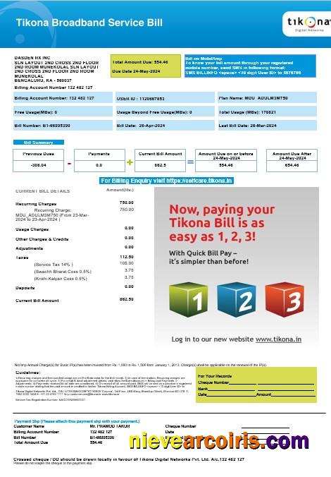 Premium INDONESIA TIKONA Business Utility Bill Word And PDF Template