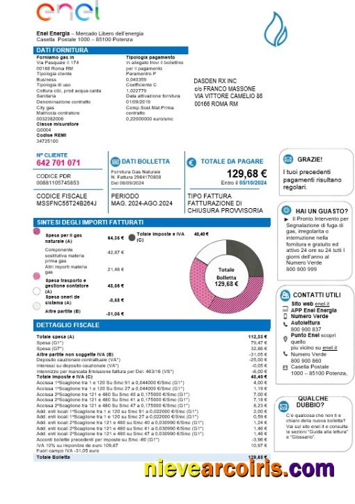 Professional Italy Enel Energia Business Utility Bill Template In Word And PDF Formats