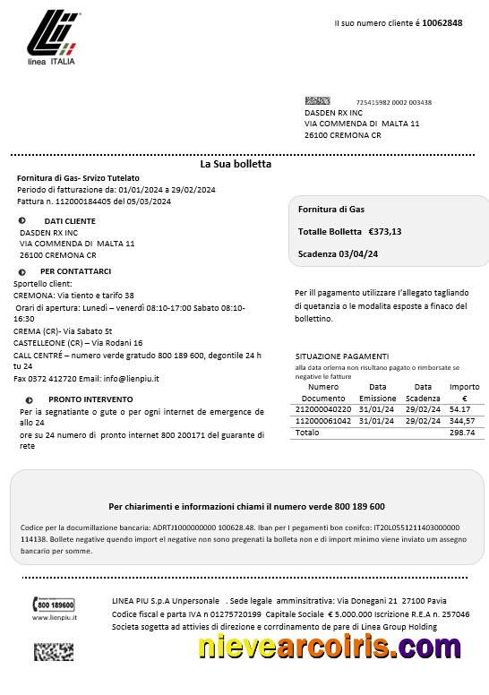 Premium Italy Linea Italia Business Utility Bill Template In Word And PDF Format