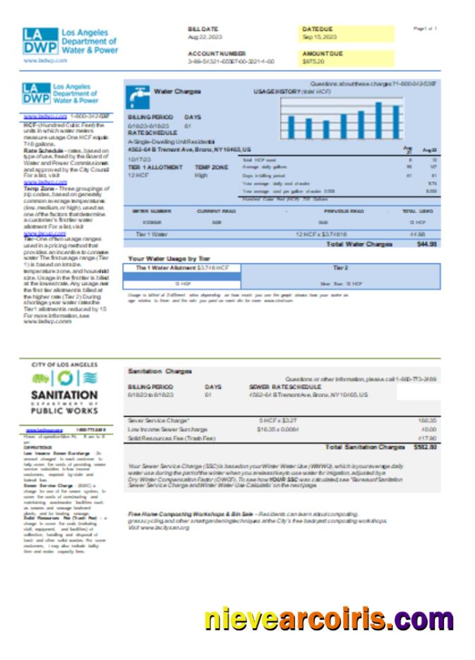 LA DWP Utility Business Bill, SCR Template