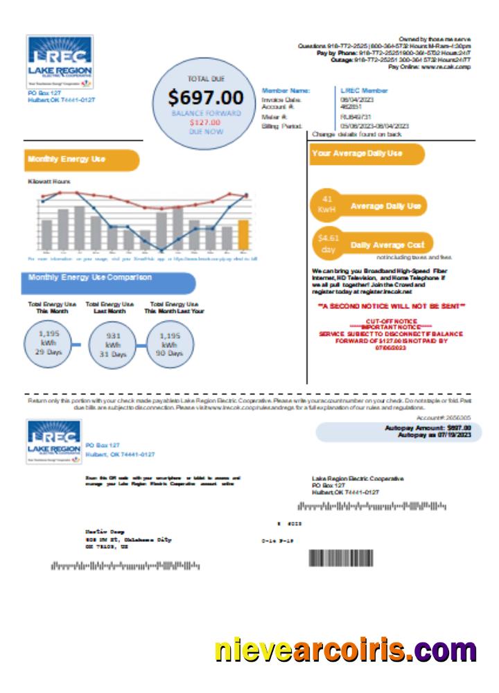 Lake Region Electric Cooperative Utility Business Bill, SCR Photolook