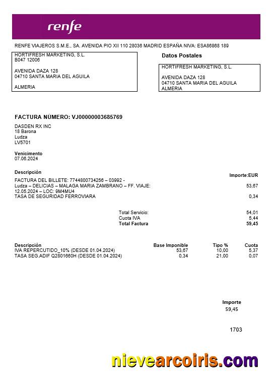 Editable Latvia Renfe Business Utility Bill Template In Word And PDF Formats