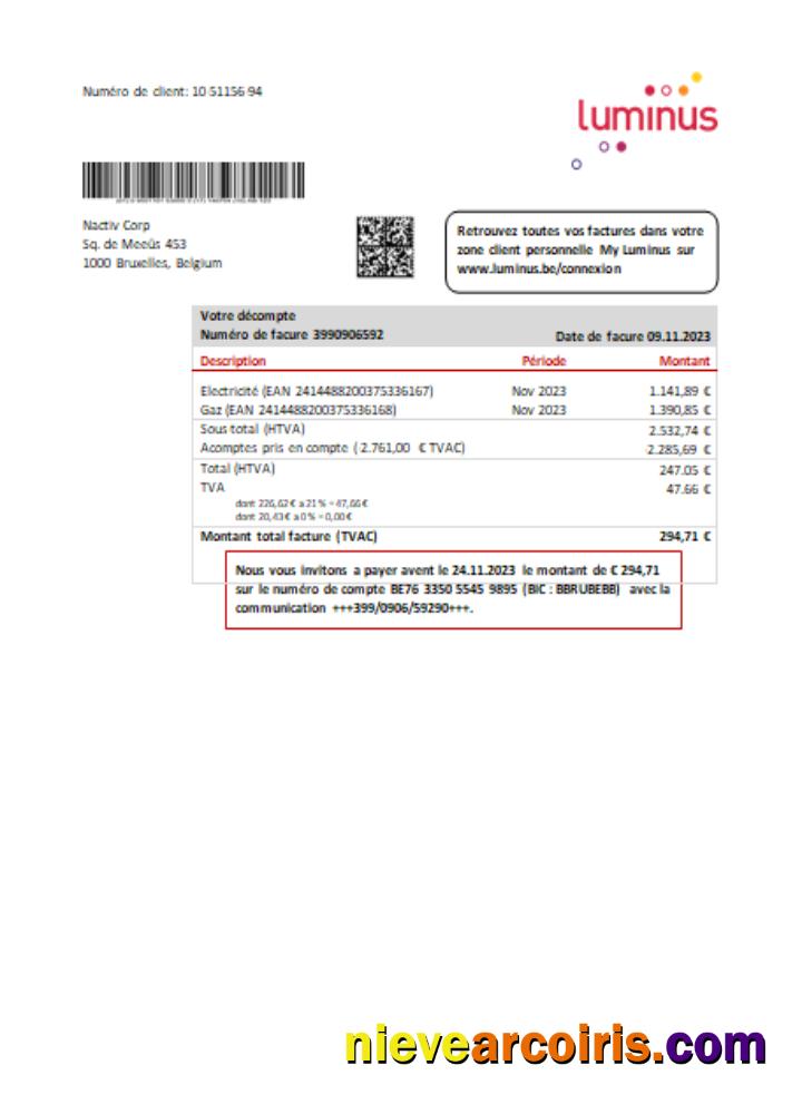 Luminus Utility Business Bill, SCR Sample