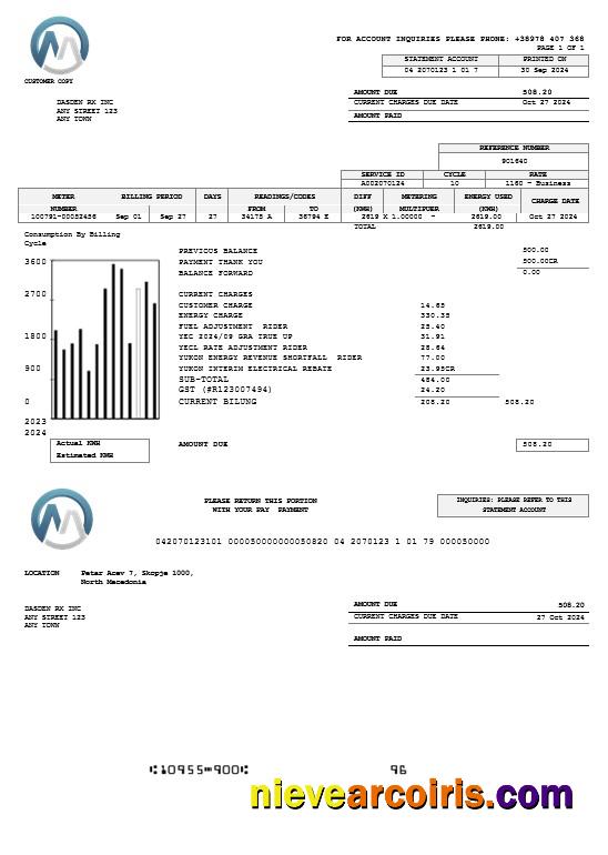 Editable Macedonia MGI Energetika Business Utility Bill Word And PDF Template