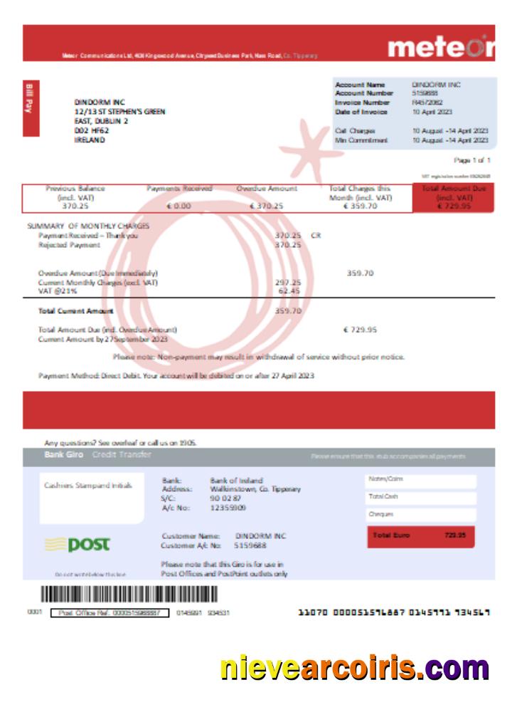Meteor Utility Business Bill, SCR Template