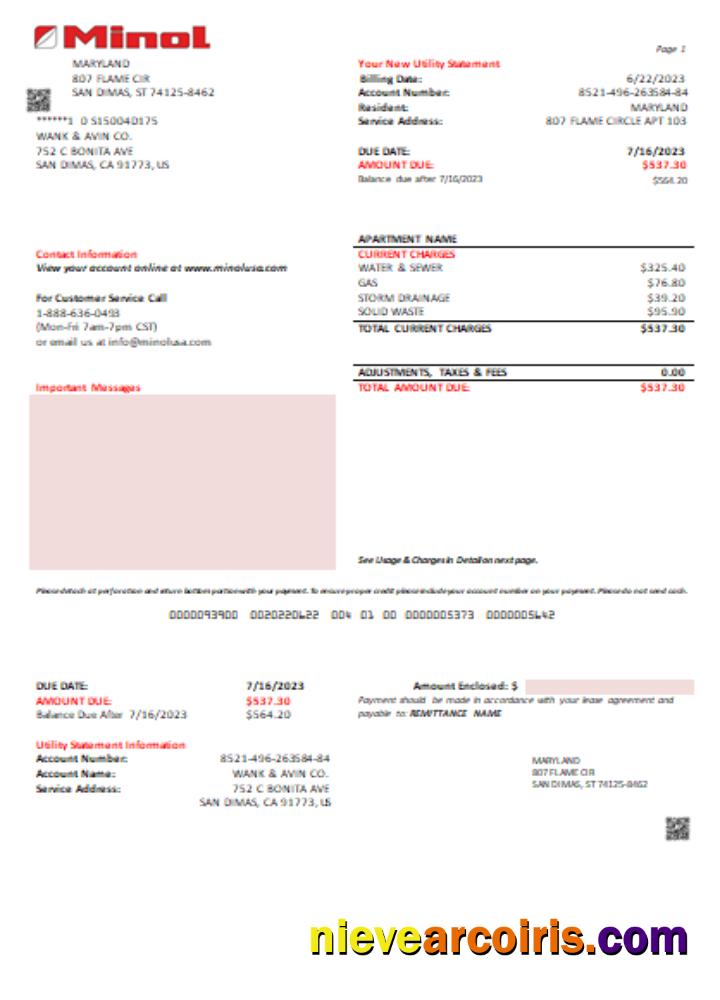 Minol USA Utility Business Bill, SCR Preview