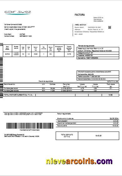Editable Moldova Gas Business Utility Bill Template In Word And PDF Formats