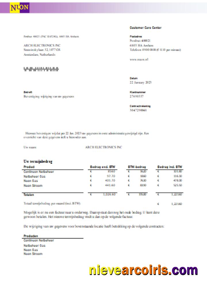 NUON Gas Utility Business Bill SCR Photolook