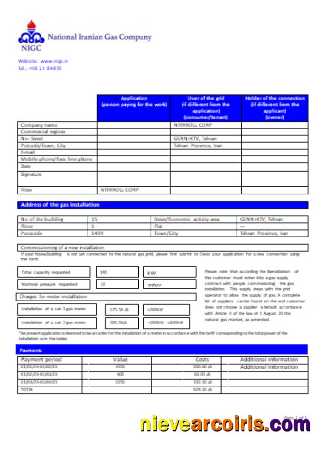 National Iranian Gas Company Gas Utility Business Bill, SCR Preview