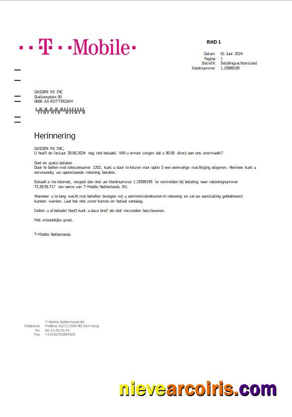 Editable Netherlands T Mobile Business Utility Bill Template In Word And PDF Formats