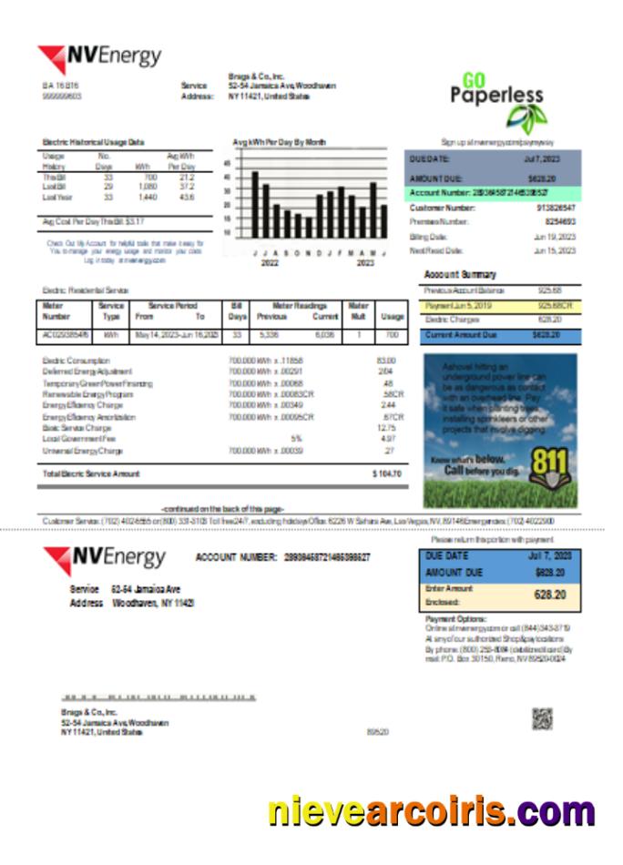 Nevada NV Energy Utility Business Bill, SCR Template