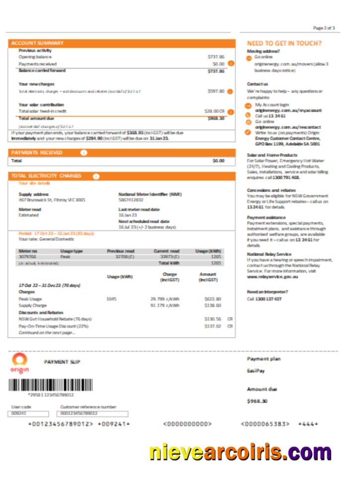 New South Wales (NSW) Origin Electricity Utility Business Bill, SCR, Page 2 Photolook