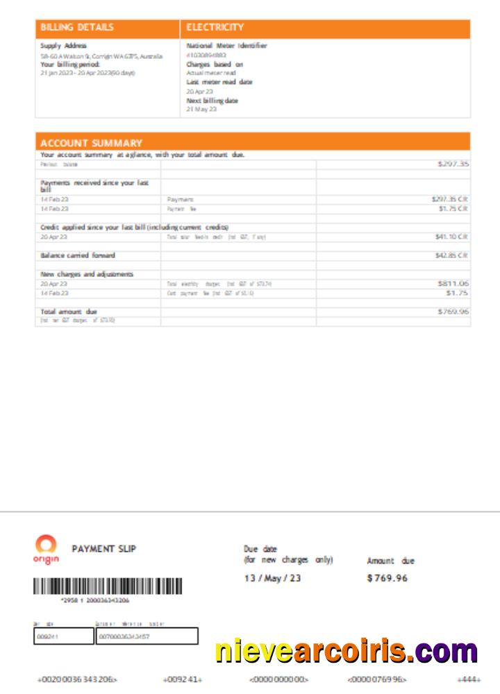 Origin Utility Business Bill, Page 2, SCR Photolook