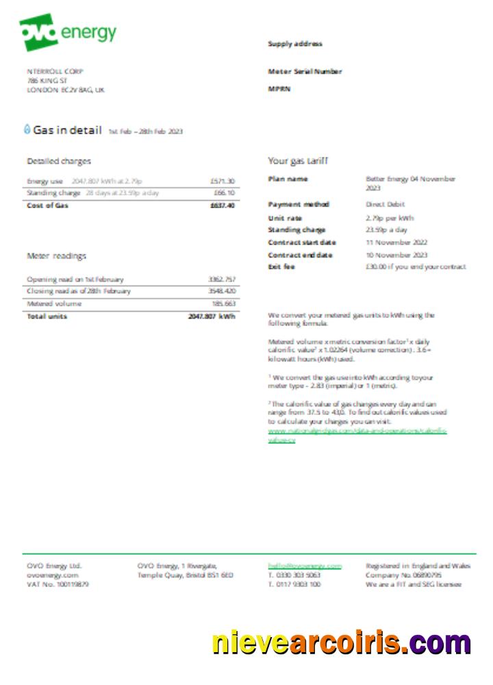 Ovo Energy Utility Business Bill, SCR Photolook