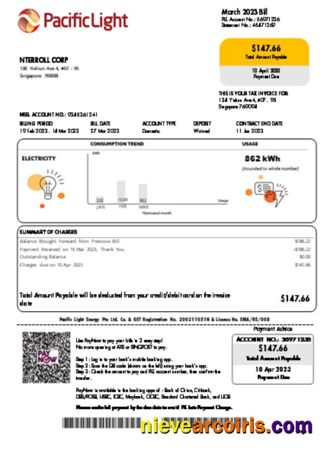 Pacific Light Electricity Utility Business Bill SCR Preview