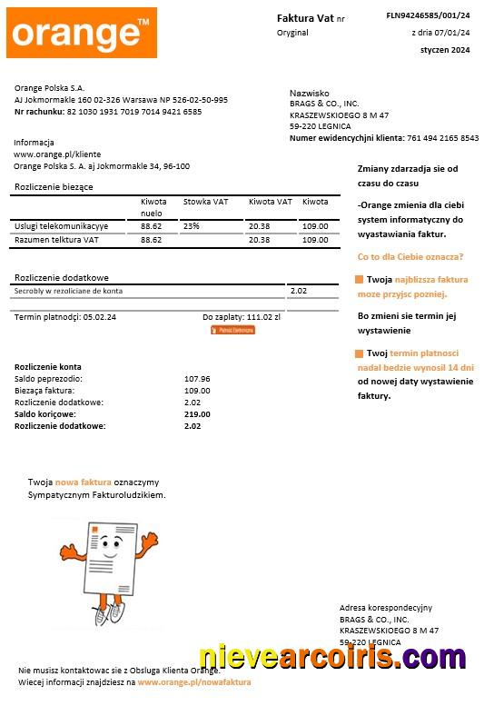 Editable Poland Orange Business Utility Bill Template In Word And PDF Formats
