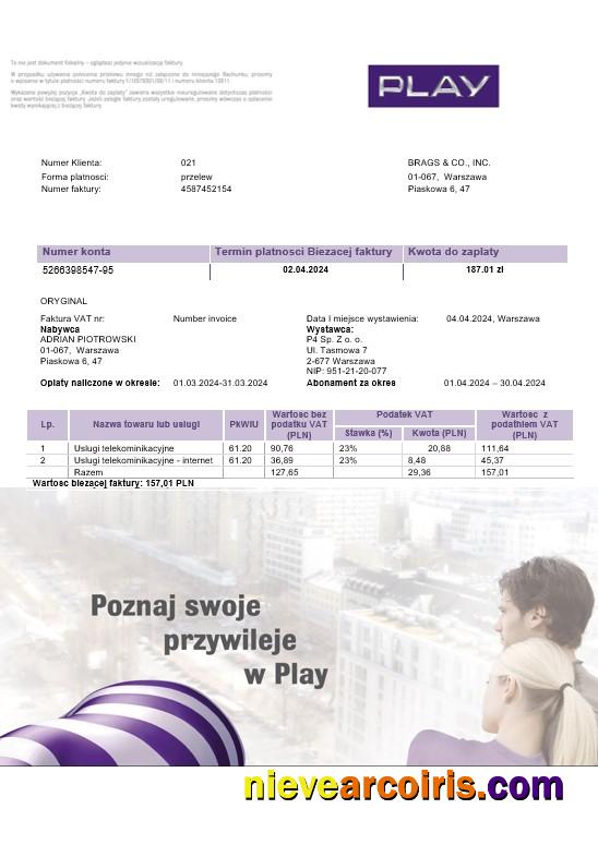 Premium Poland Play Business Utility Bill Template In Word And PDF Format