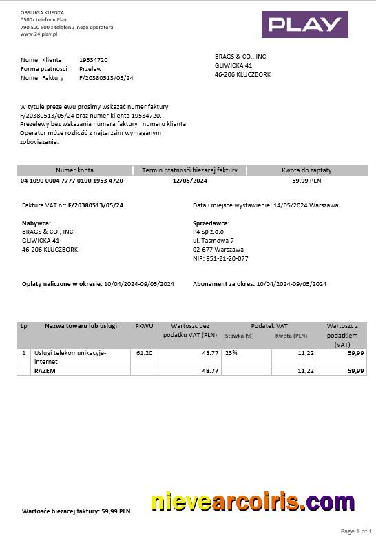 Professional Poland Play Business Utility Bill Template In Word And PDF Formats